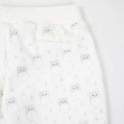 Pantalon bébé chouettes détail poche  arrière, vêtement bébé dès la naissance.