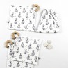 Doudou création couture pour bébé en tissus certifiés Oekotex de fabrication artisanale et soignée.