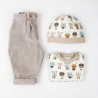 Bébé garçon ou bébé fille, petite tenue en coton biologique avec pantalon velours beige, une belle idée de cadeau.