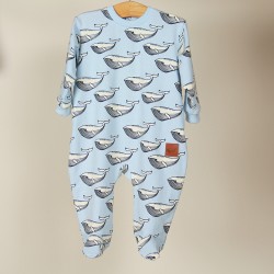 Pyjama baleineaux fabriqué en France avec du jersey biologique.