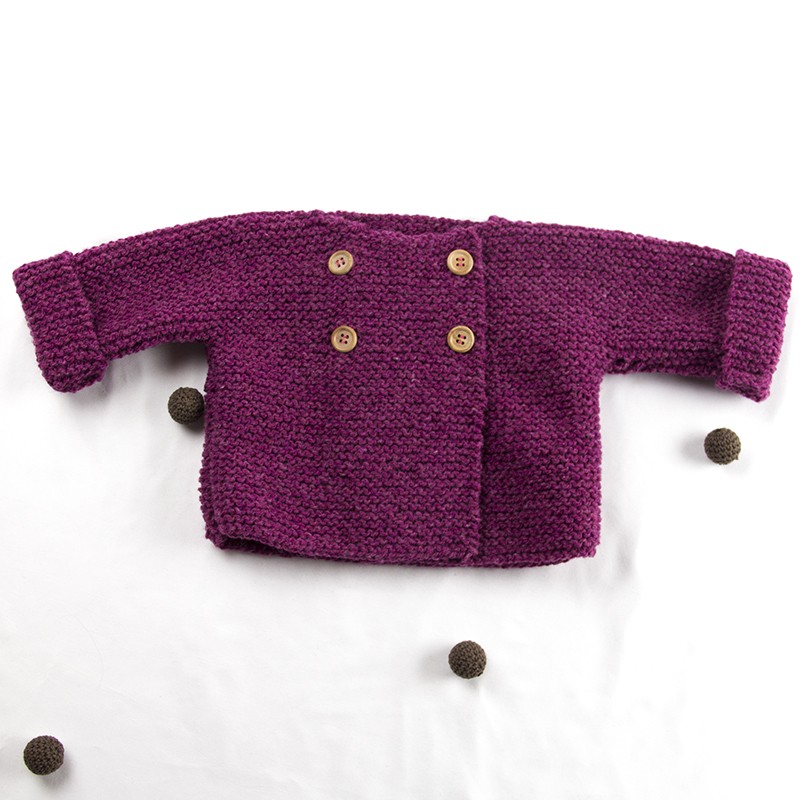 Gilet Tricote Main En Laine Vierge Bio Pour Bebe 3 Mois