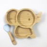 Ensemble bambou naturel pour le repas de bébé design éléphant.