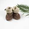 Tissus biologiques pour fabriquer ces petites bottes de bébé de façon artisanale