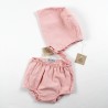 Culotte rose cache-couche et béguin assorti, un cadeau de naissance original coton écolo, pratique et naturel!