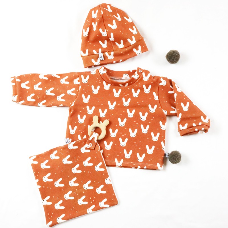 Idée cadeau de naissance pour cet ensemble bébé avec tee-shirt bonnet et doudou lapins stylé et bio Idée cadeau de naissance pour cet ensemble bébé avec tee-shirt bonnet et doudou lapins stylé et bio