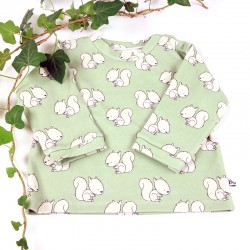 Idée cadeau de naissance pour ce tee-shirt bébé écureuils en coton bio