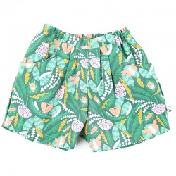 Idée cadeau de naissance short forêt en coton organique.