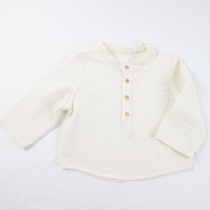 Chemise écrue bébé création Bambio lange organique certifiée GOTS Chemise écrue bébé création Bambio lange organique certifiée GOTS