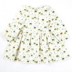 Création originale pour cette robe fille coton bio lamas spécial bébé