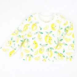 Tee-shirt bébé maille jersey organique création Bambio motif citrons.