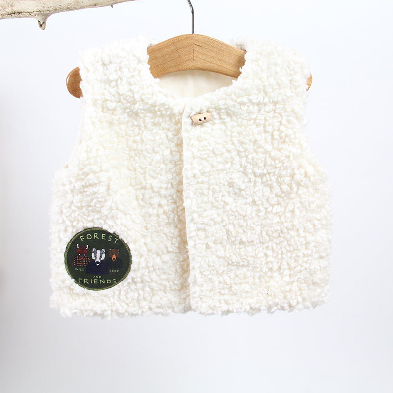 Petit gilet sans manche en peluche de coton biologique, fabrication française