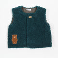 Gilet fourrure vert pour bébé en coton biologique