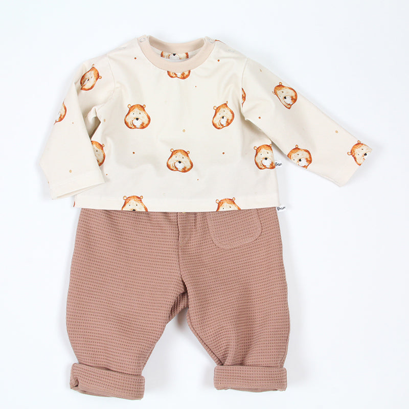 Pantalon bébé garçon noisette en coton biologique