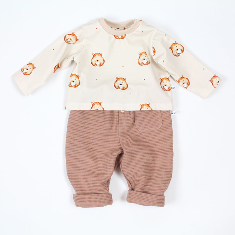 Pantalon gaufré marron fabriqué en France