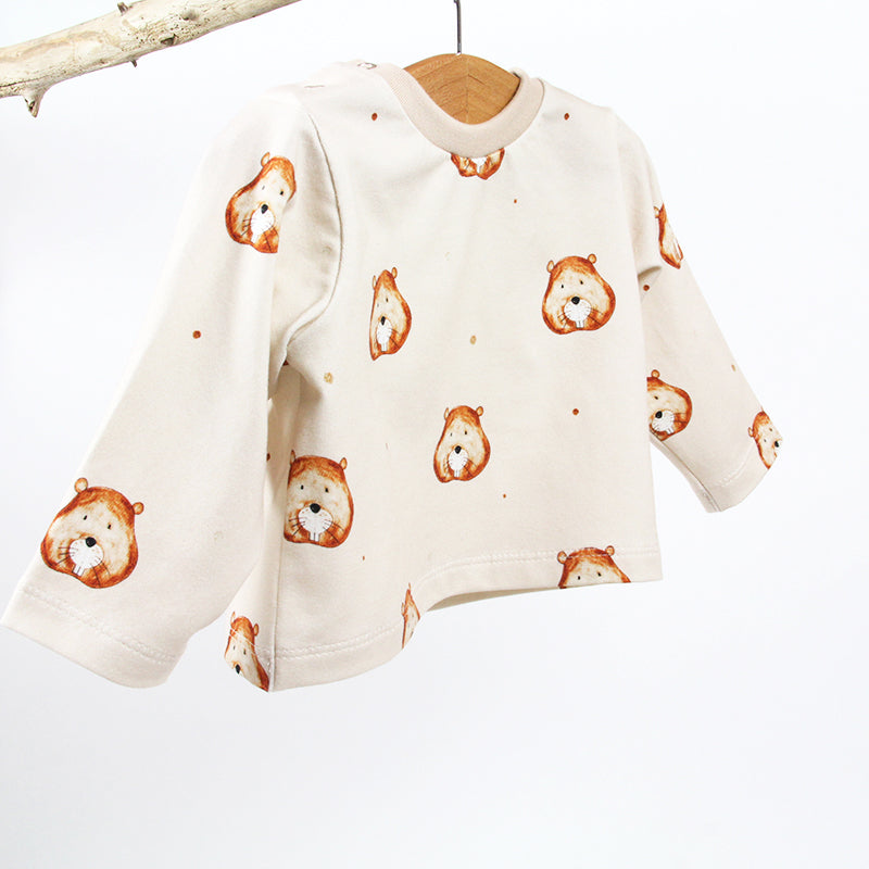 Tissus Gots pour ce tee-shirt bébé manches longues de fabrication française