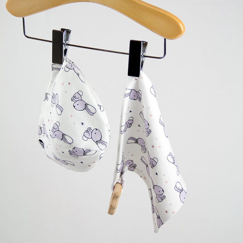 Bonnet petits Lapins mauve