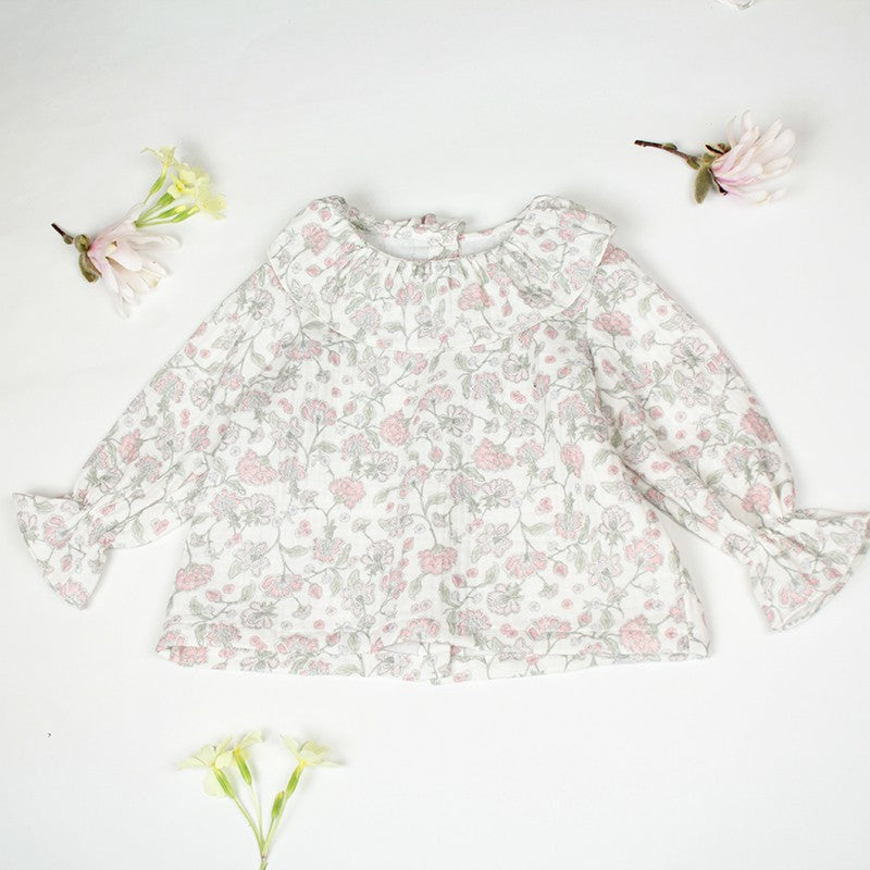Petite blouse légère en double lange de coton biologique, certifié GOTS
