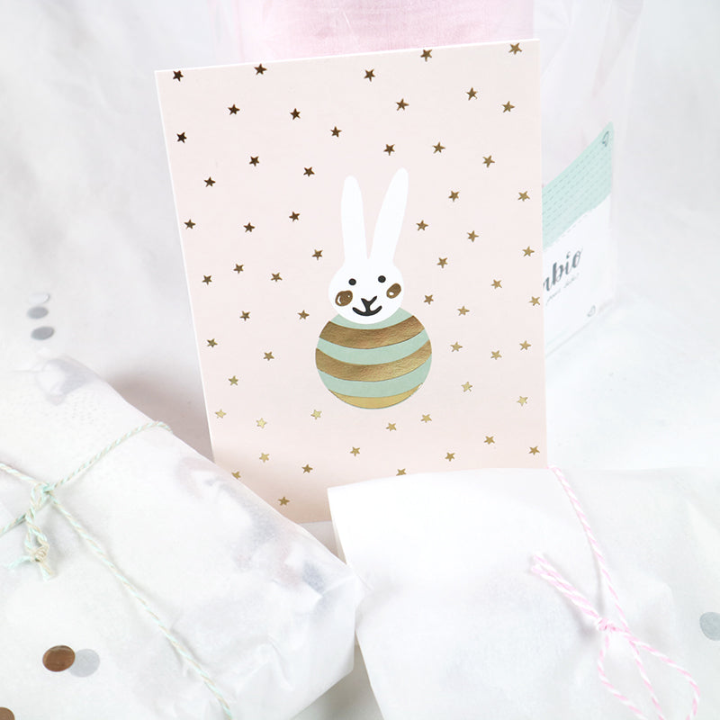Carte naissance poétique lapin blanc