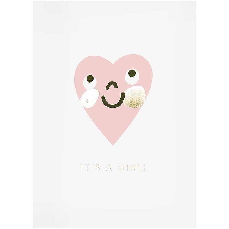 Carte naissance poétique coeur rose