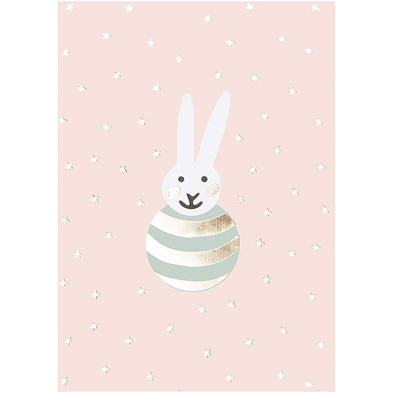 Carte naissance poétique lapin blanc