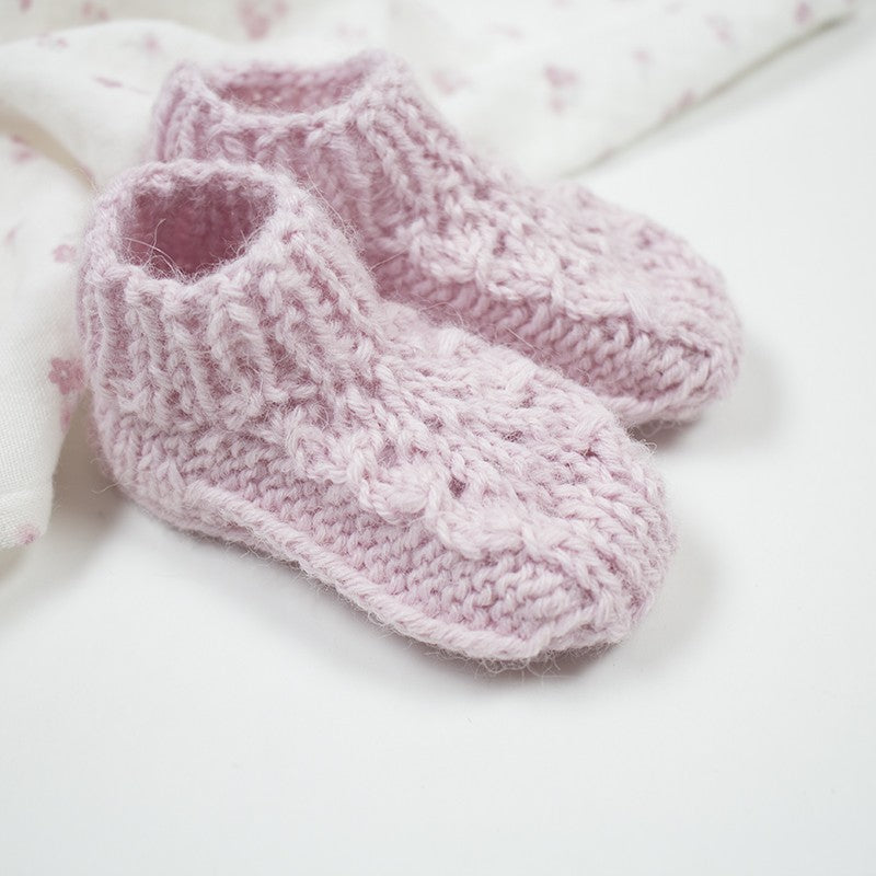 Chaussons tricot ajourés en laine biologique