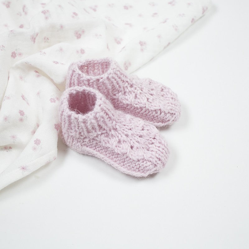 Chaussons faits main, style vintage rose poudré