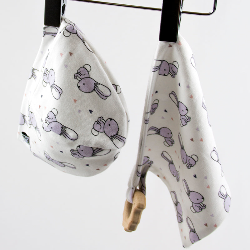 Bonnet petits Lapins mauve