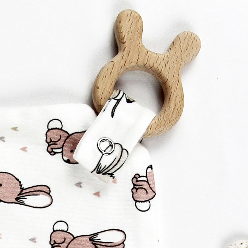 Doudou de dentition Lapins rose beige