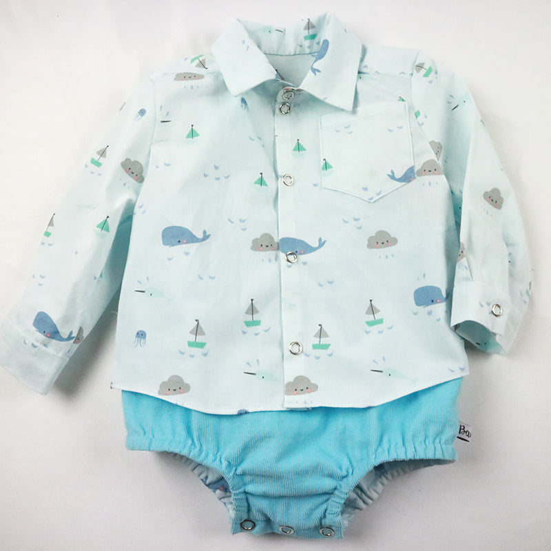 Barboteuse bleue velours