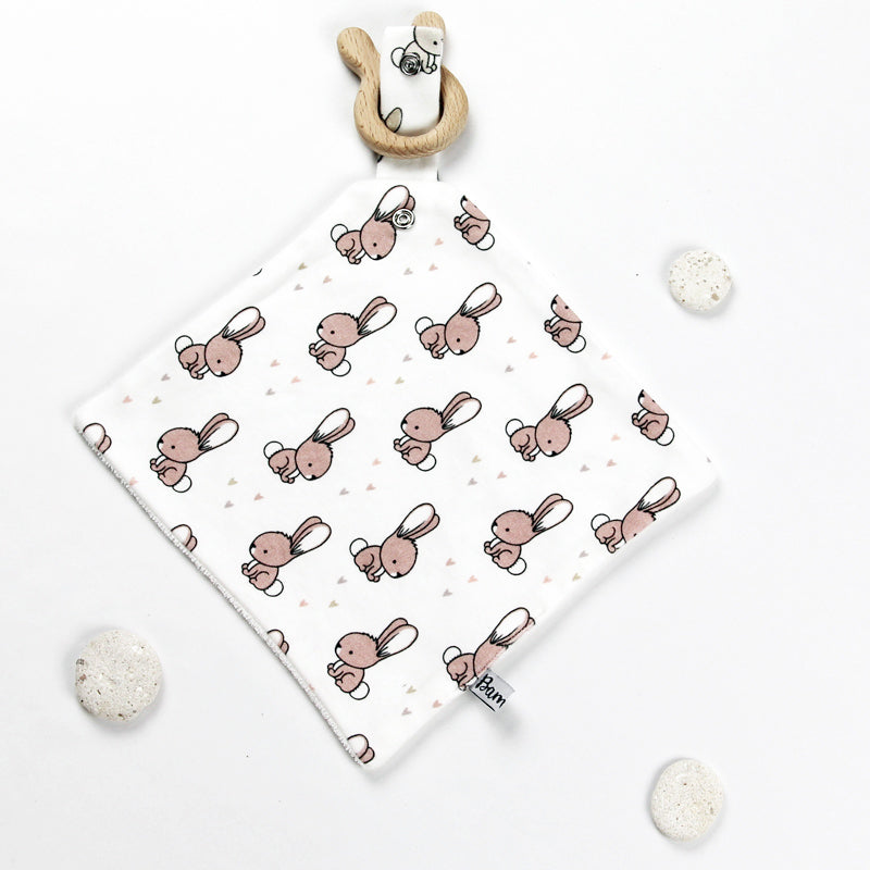 Doudou de dentition Lapins rose beige