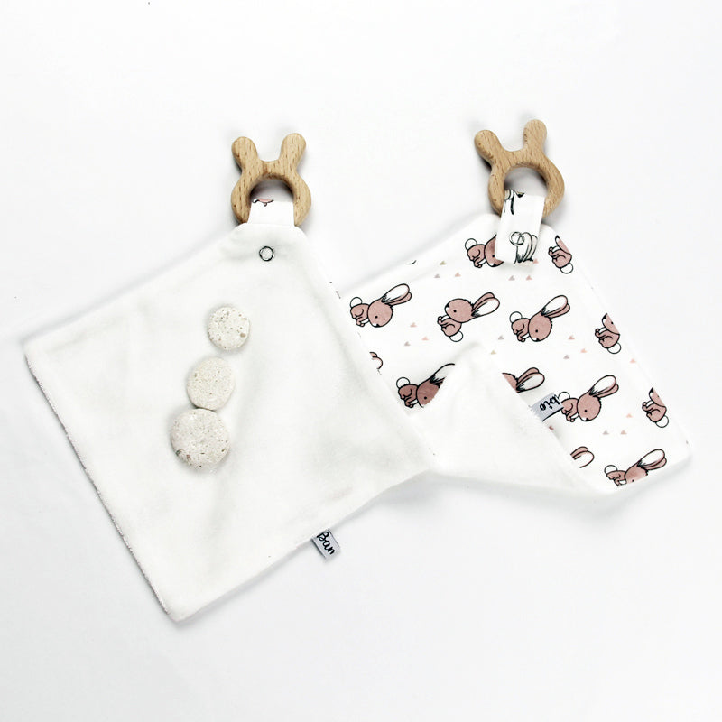 Doudou de dentition Lapins rose beige